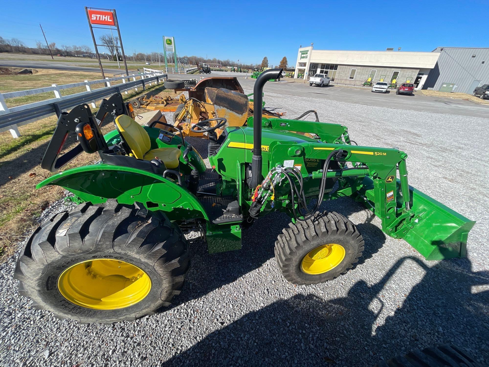 5055E JOHN DEERE TRACTOR, 520M LOADER, 2022 YR.