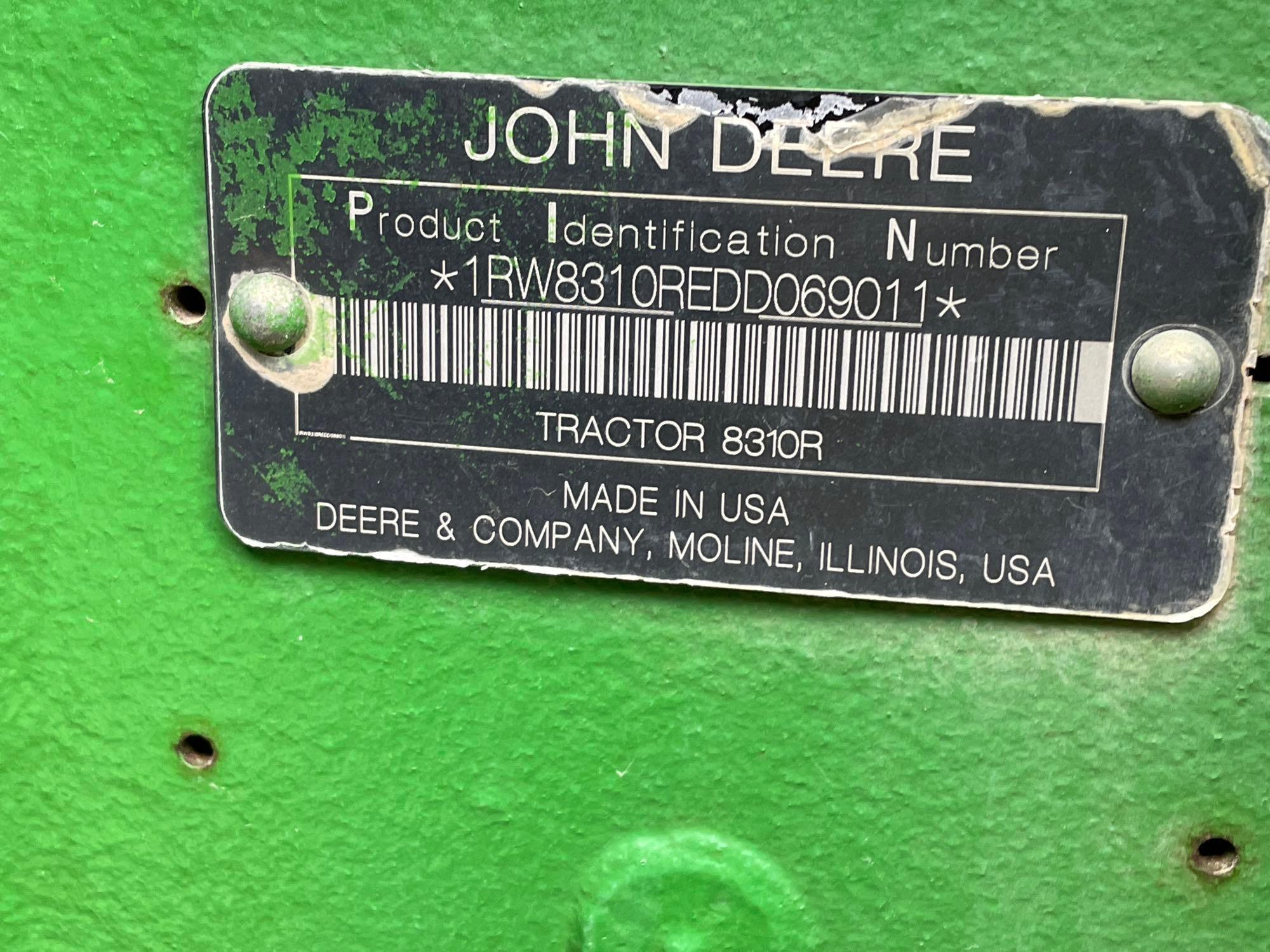 8310R JOHN DEERE TRACTOR, 2013 YR., MFWD