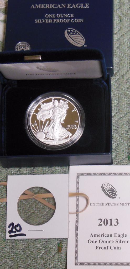 2013 Silver Eagle Proof with COA.