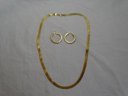 Gold Necklace and Earrings