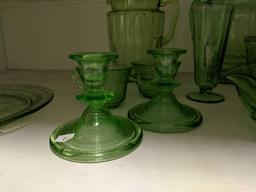 Large grouping green glass