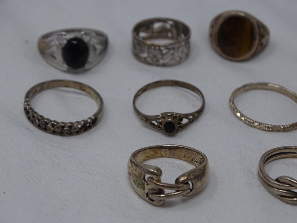 13 Sterling rings