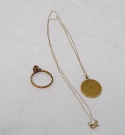 Gold coin on chain