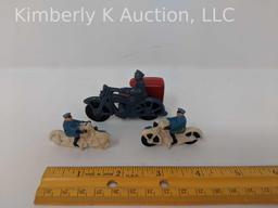 3 Cast metal toy motorcycles