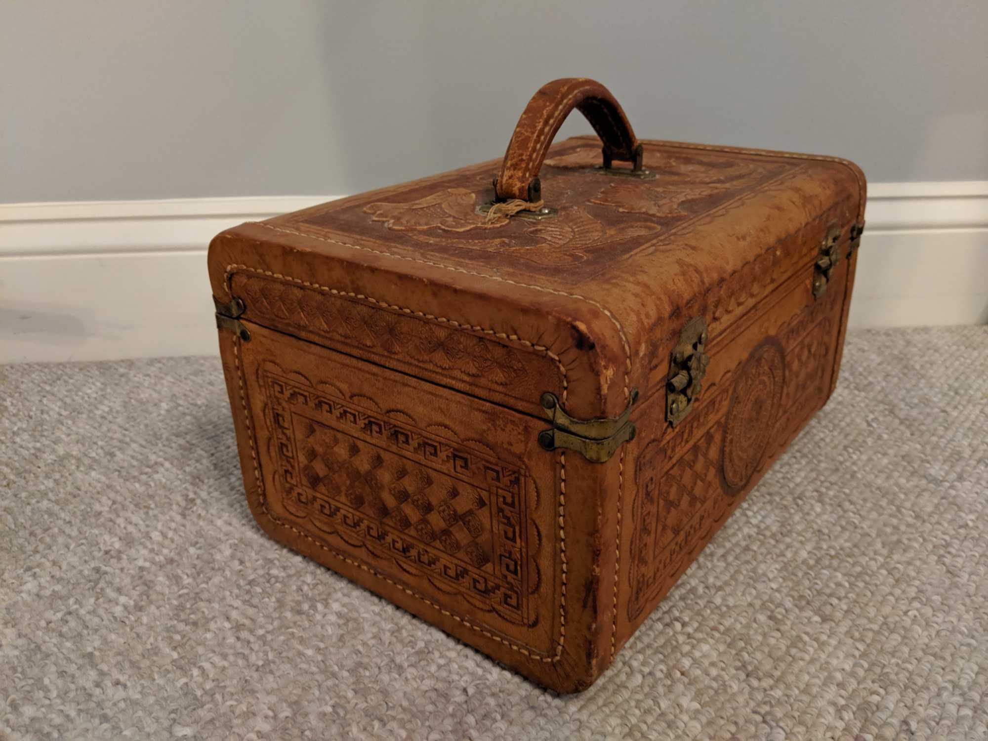 Tooled leather travel case (Pick-up only)