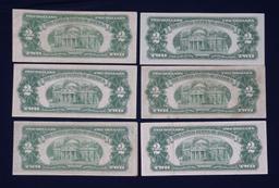 $2 Legal Tender 1953, (2) 53A, 53A Star Note, 53C & 63 VG-UNC