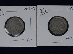 Buffalo Nickels 1918D VG-F, 18S G