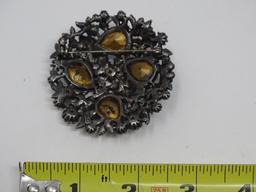 6 Rhinestone Brooches