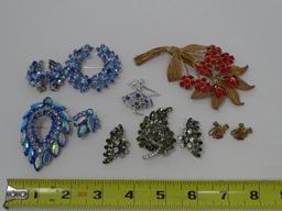 Rhinestone Brooches and Earrings