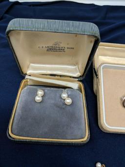 Pearl Earrings and Brooch