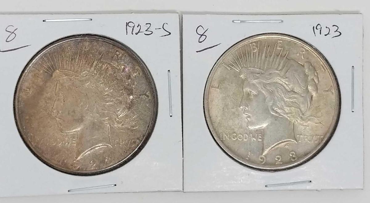 Peace Dollars 1923 AU, 1923S VF