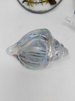 Round Stained Glass Hangers, 2 Glass Paperweights