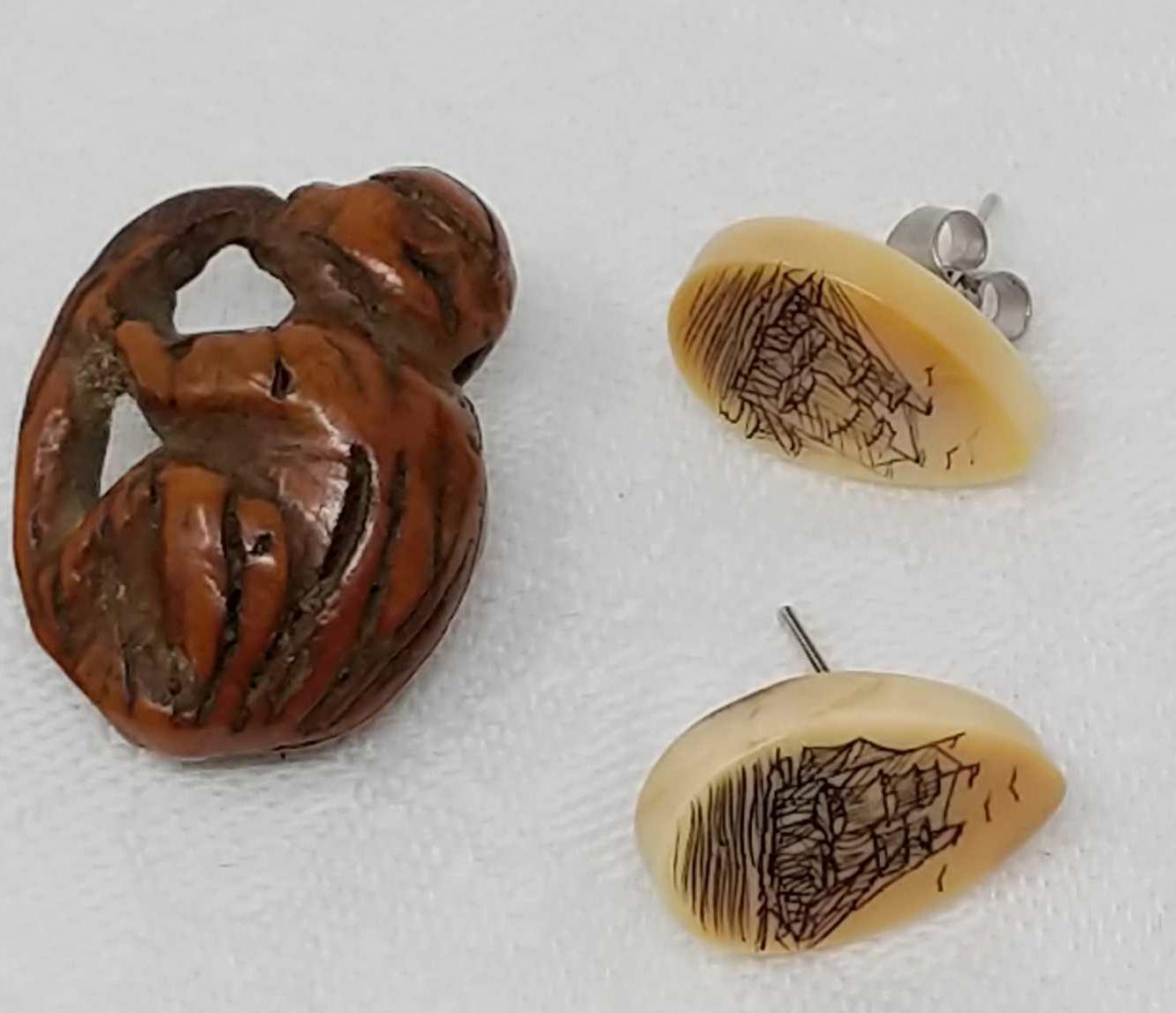 Carved Jewelry & Sterling Locket