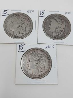 Morgan dollars: (2) 1880, 1880O G-F