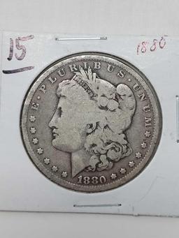 Morgan dollars: (2) 1880, 1880O G-F