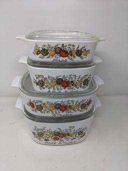 Four Corningware Lidded Casseroles