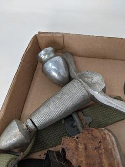 Miscellaneous Items: Incomplete American WWI Gas Mask, Aluminum Broad Sword Part, Etc.