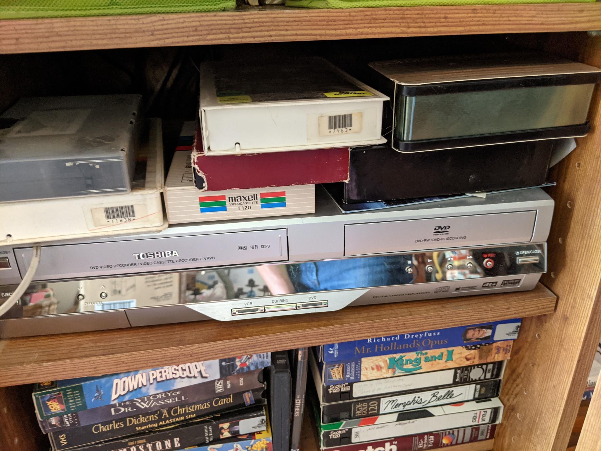 Toshiba VCR and Large Collection of CDs and VHS Tapes