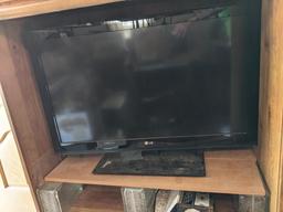 LG 37" Flatscreen Television and Wooden Entertainment Cabinet