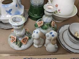 Teapots, Creamer, Candlesticks, Cup & Saucer and Lantern