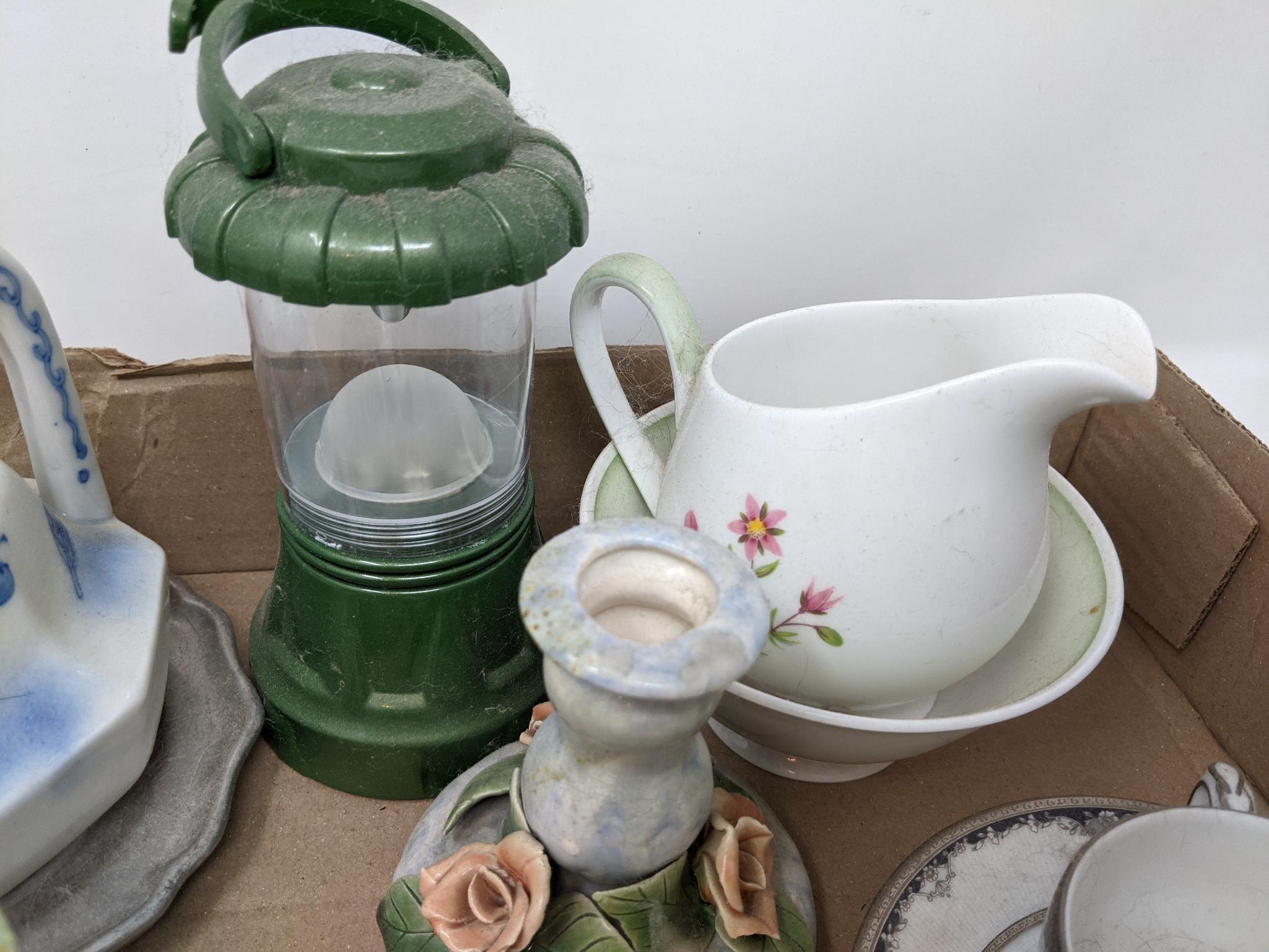 Teapots, Creamer, Candlesticks, Cup & Saucer and Lantern