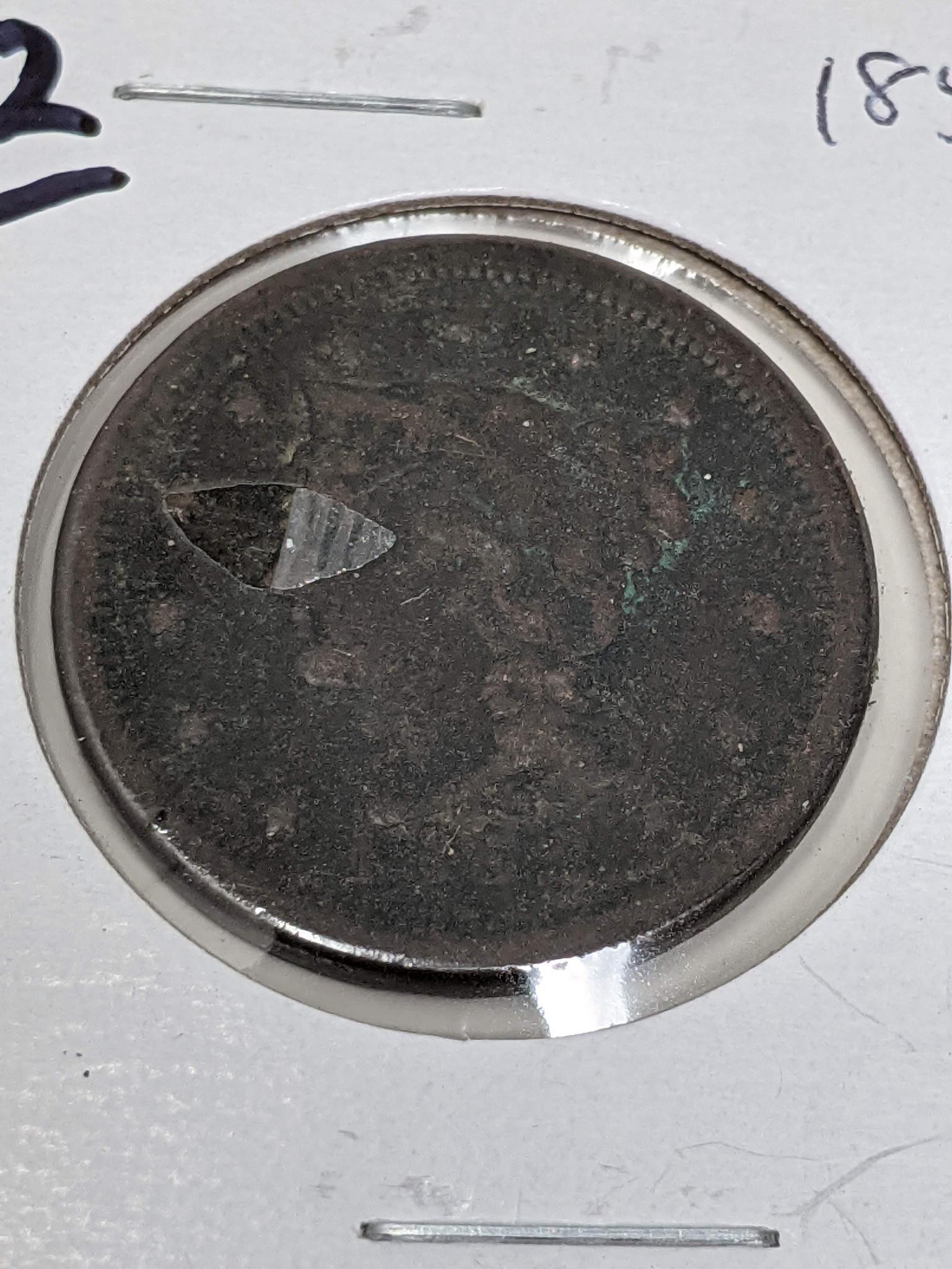 Large Cents- 1854 F, 1852 Dark F and 1854 Damaged