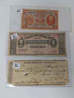 13 Pcs. Foreign Currency, Includes 1937 $1 Canada