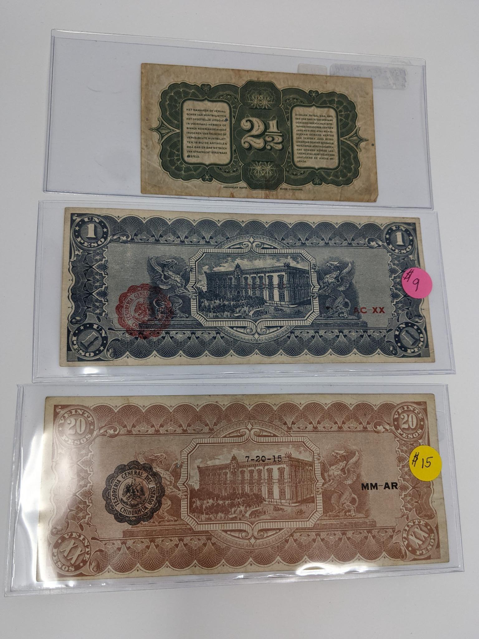 13 Pcs. Foreign Currency, Includes 1937 $1 Canada