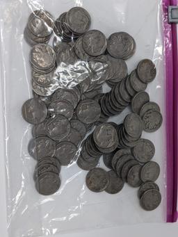 100 Buffalo Nickels, All with Dates, Most Full Dates