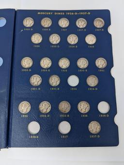 Mercury Dime Part Set 1923-45S, Missing 1934, 36D, 36S, 37 (56 Pcs.)