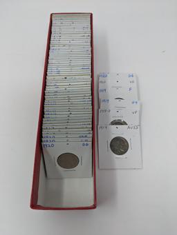 67 Buffalo Nickels 1914-28, All in 2 x 2 Holders