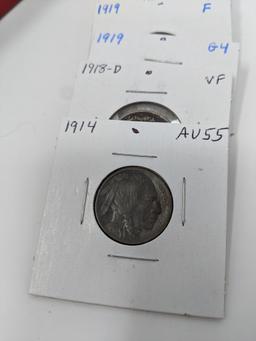 67 Buffalo Nickels 1914-28, All in 2 x 2 Holders