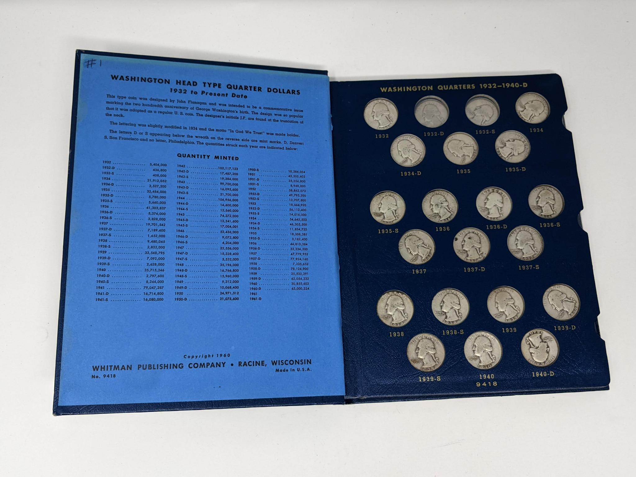 Washington Quarters 1932-63, Missing 1932-D & S (79 Pcs.)