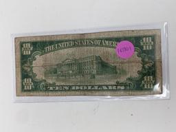 $10 1929 National Note Chillicothe OH, VG