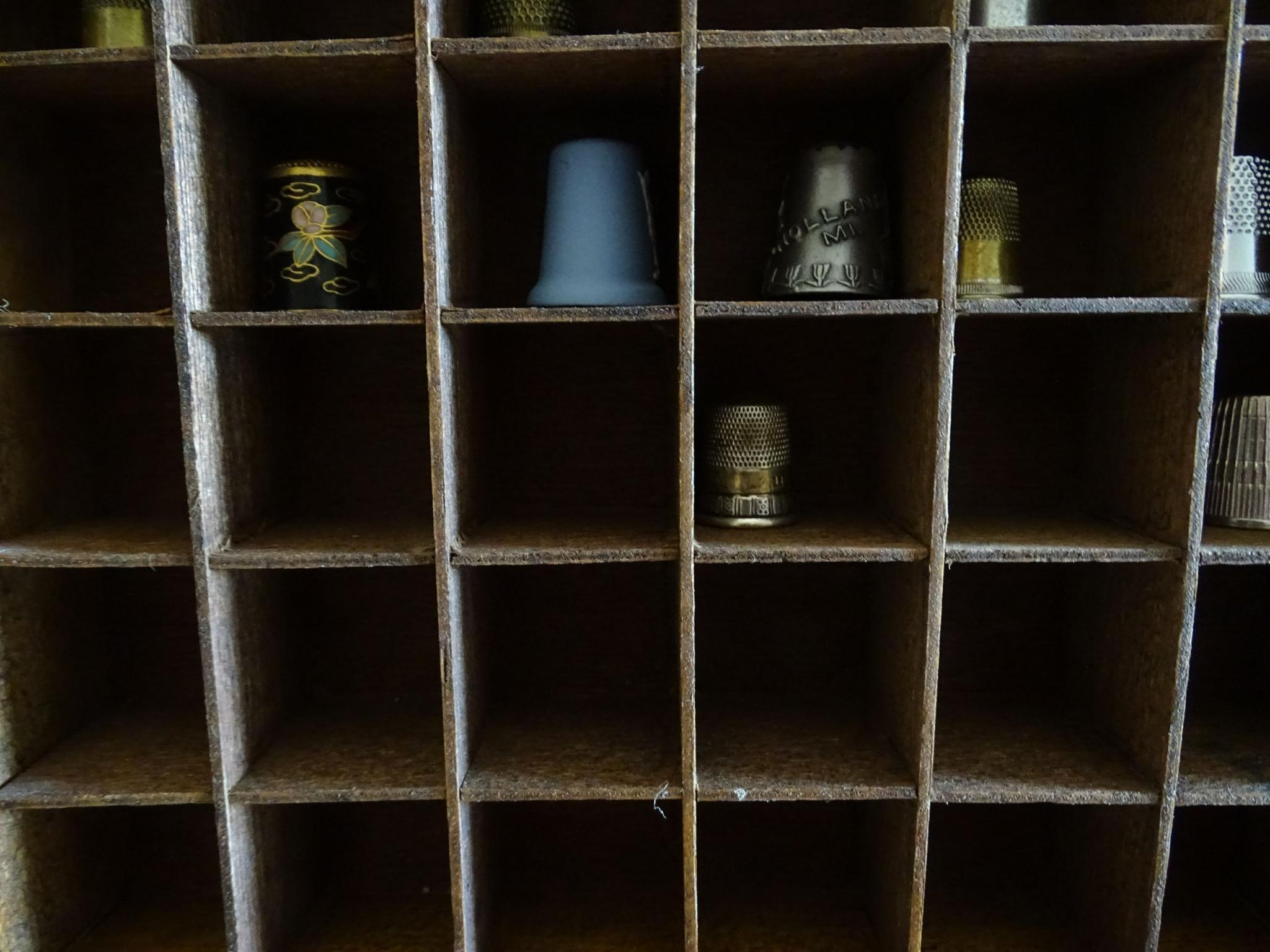 Knick knack Shelf with Thimble Collection