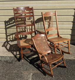 3 Cane Seat Rockers, Including Child Size