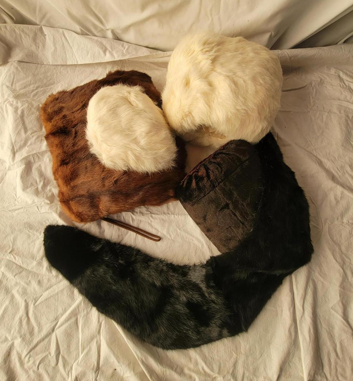 2 Fur Muffs, Hat and Collar