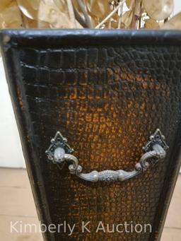 Wooden Umbrella Stand with Faux Alligator Finish