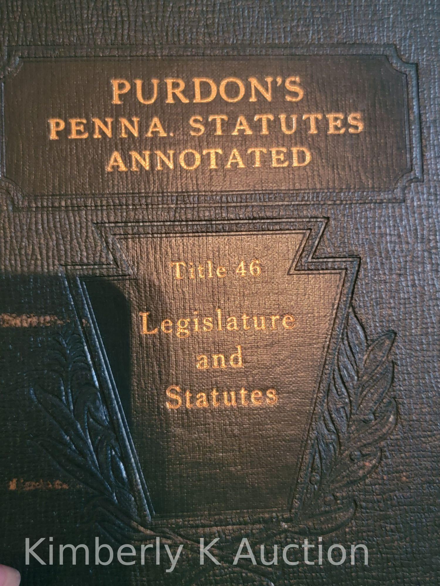 Purdon's Penna. Statues Annotated, Approx. 37 Volumes