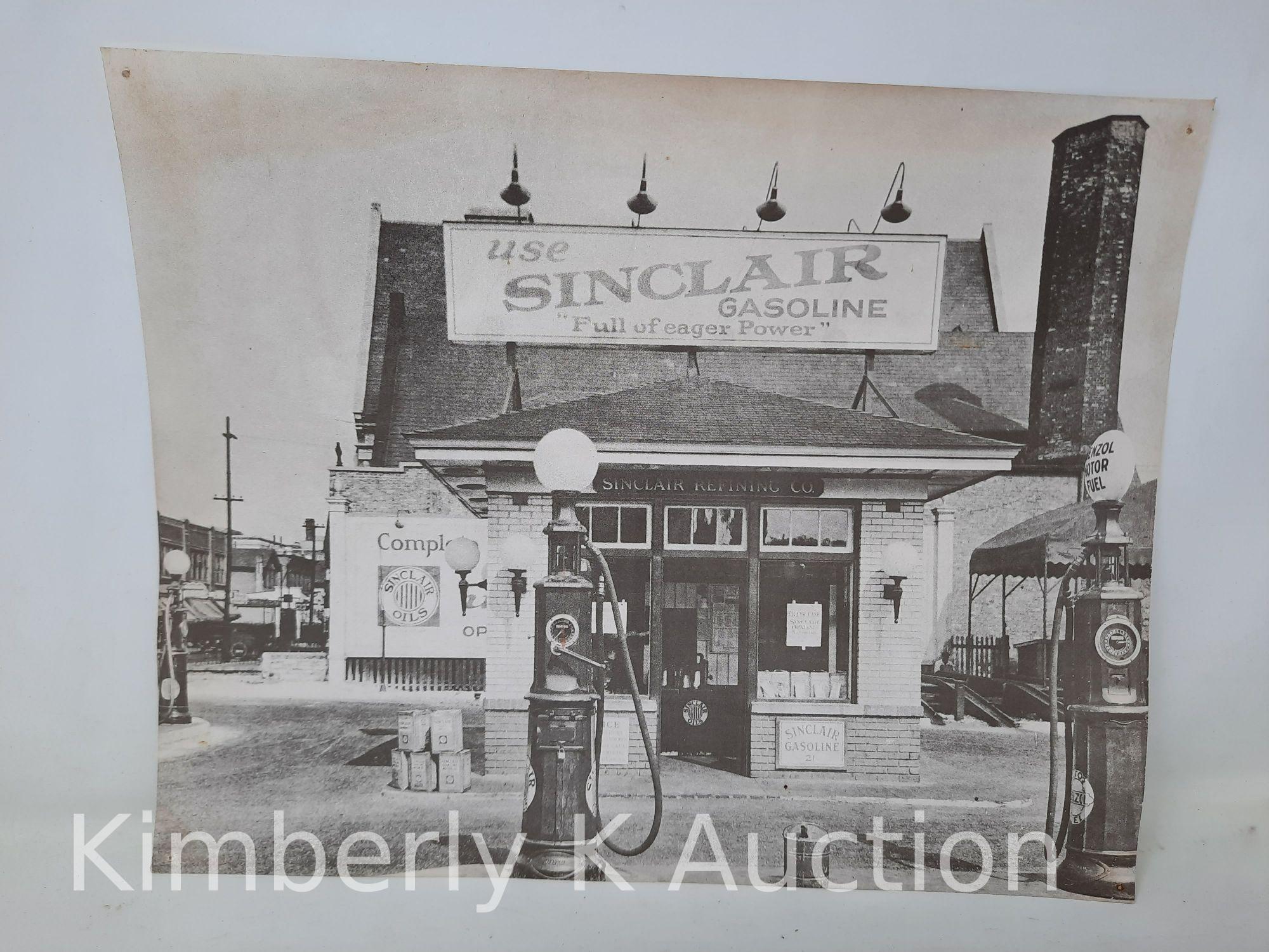 4 Early Automotive Related Prints-Parts Room, '40 Ford, Dealer Service and Sinclair Station