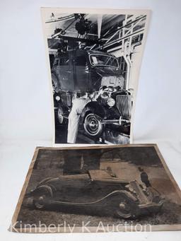 9 Early Car and Advertising Related Prints/Photos