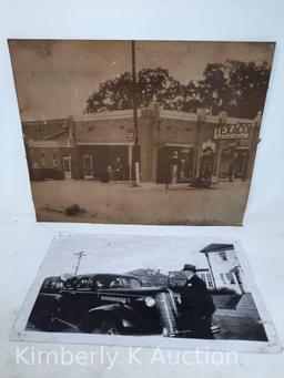 9 Early Car and Advertising Related Prints/Photos
