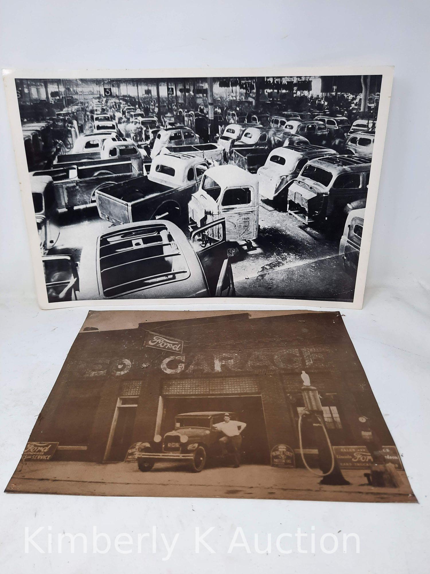 9 Early Car and Advertising Related Prints/Photos