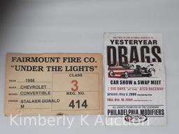 5 Ephemera Items- Atlantic Stocks, Drag Advertisements, Firehouse Registration