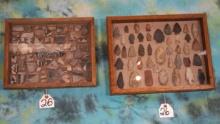 (2) Decorative Frames of West and New Mexico Authentic Arrowheads Artifacts