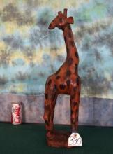 African Hand Carved Wooden Giraffe