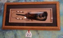 Beautiful Framed Wild Turkey Feather with a American Bison Painted on it