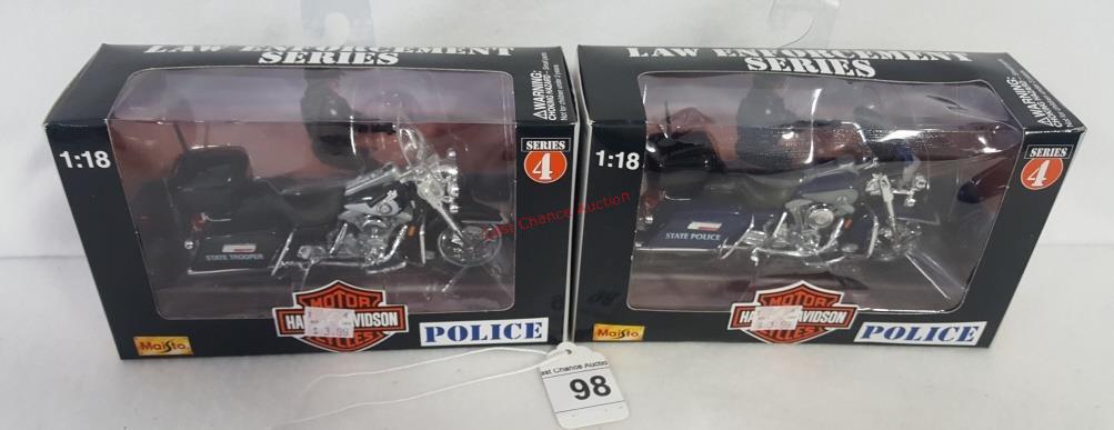 (2) Maisto HD Police Motorcycles 1:18 (NIB )