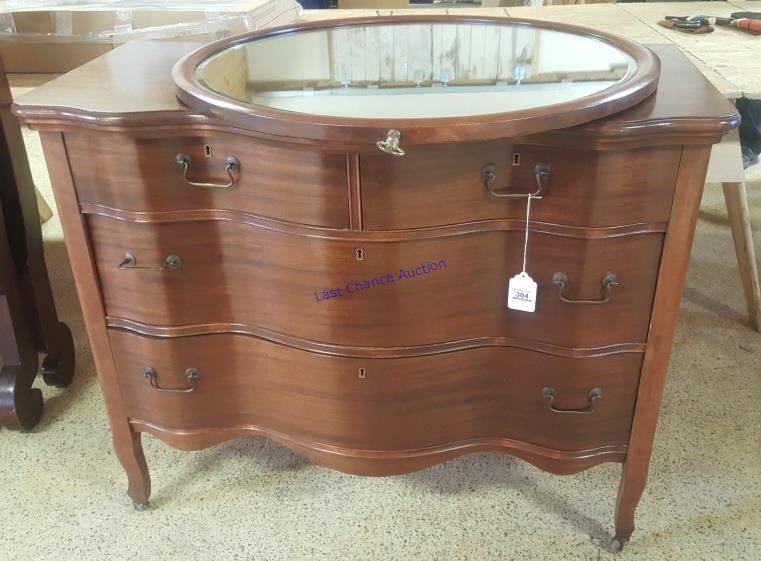 Antique Mahogony Dresser W/ Beveled Mirror