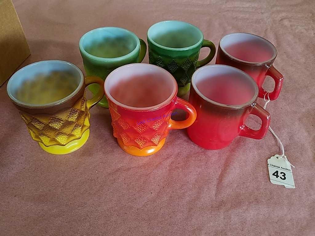 6-Fiestaware and 6-Fire King Coffee Cups